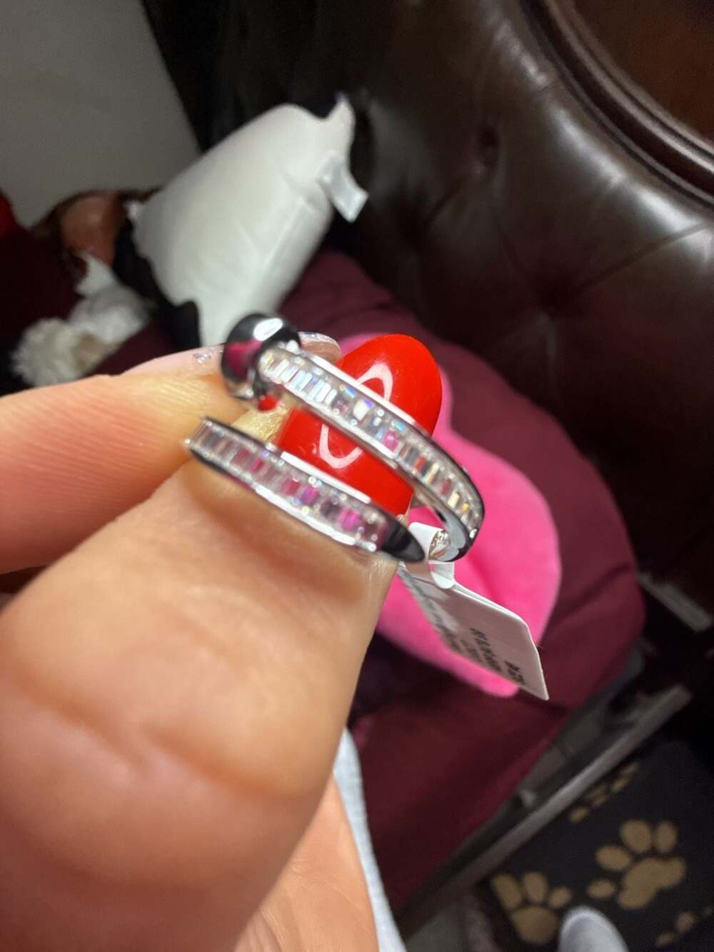 Sterling Silver Moissanite Baguette Bypass Wrap Ring